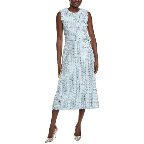 Anne Klein Dresses & Skirts - Anne Klein Womens  Fringed Tweed Midi Dress, Blue